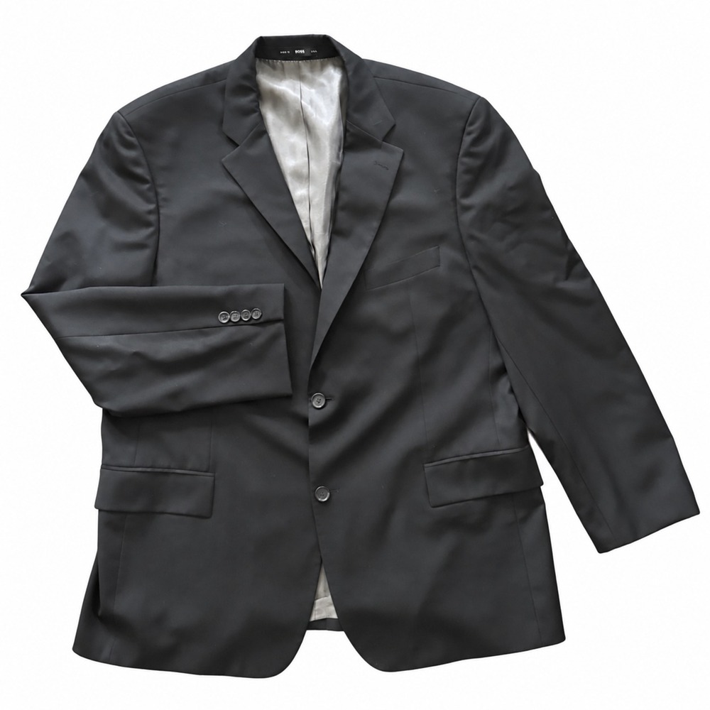 BOSS Blazer Men 48R Black Wool Sport Coat Two Button Made USA